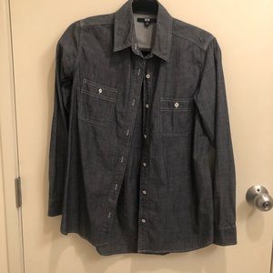 Uniqlo chambray gray shirt